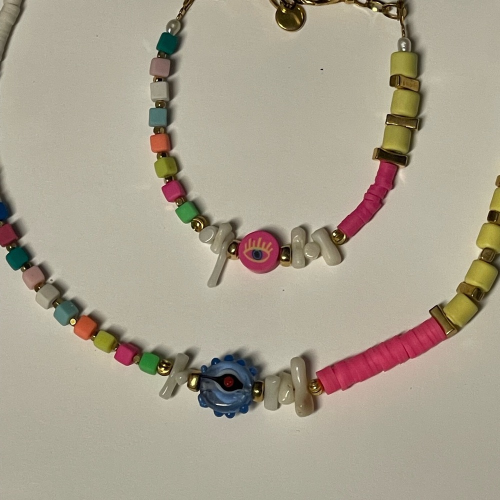 Evil eye Bracelet & Necklace set made in Greece
